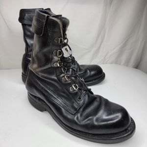 VTG 80s Addison Combat Military Boot USA Shoe Co Steel Toe Grunge 6.5 E